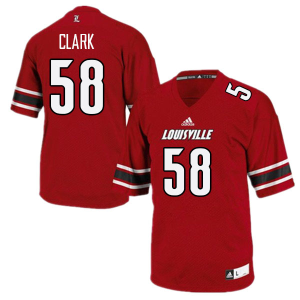 Men #58 Jeff Clark Louisville Cardinals College Football Jerseys Stitched Sale-Red